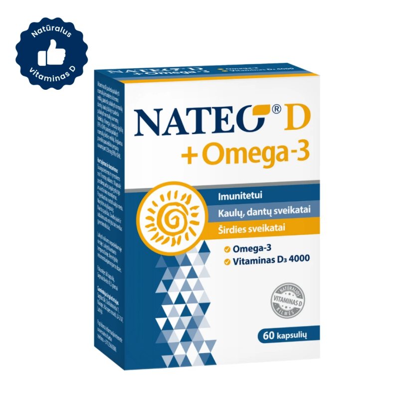 NATEO® D + Omega-3 IU4000, 60 kapsulių
