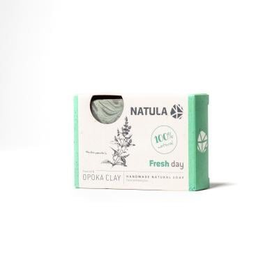 NATULA kietasis veido, kūno prausiklis su opokos uoliena ir mėta, 100 g
