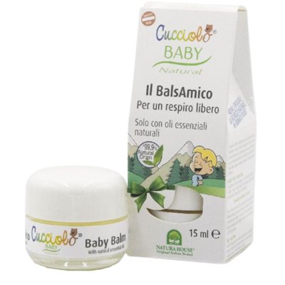 Natura House Cucciolo kūno balzamas kūdikiams su eukaliptų, rozmarinų ir pušų aliejais, 15 ml