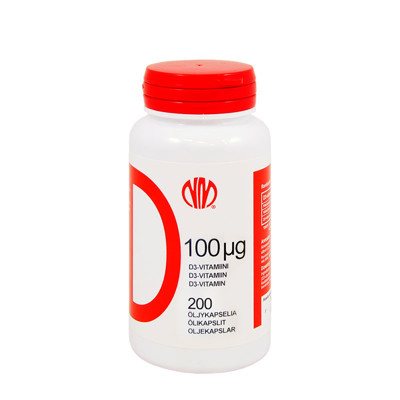 Natura Media Vitaminas D3 100µg, 200 mažų kapsulių