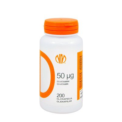 Natura Media Vitaminas D3 50µg, 200 mažų kapsulių