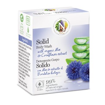 NATURAL kietasis kūno prausiklis su alavijų ir rugiagėlių ekstraktais, 50 g