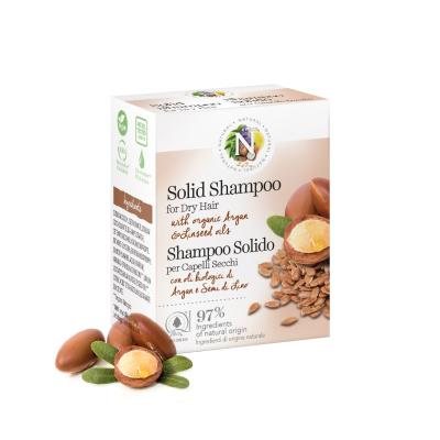 NATURAL kietasis šampūnas su arganų ir linų sėmenų aliejais skirtas sausiems plaukams, 50 g
