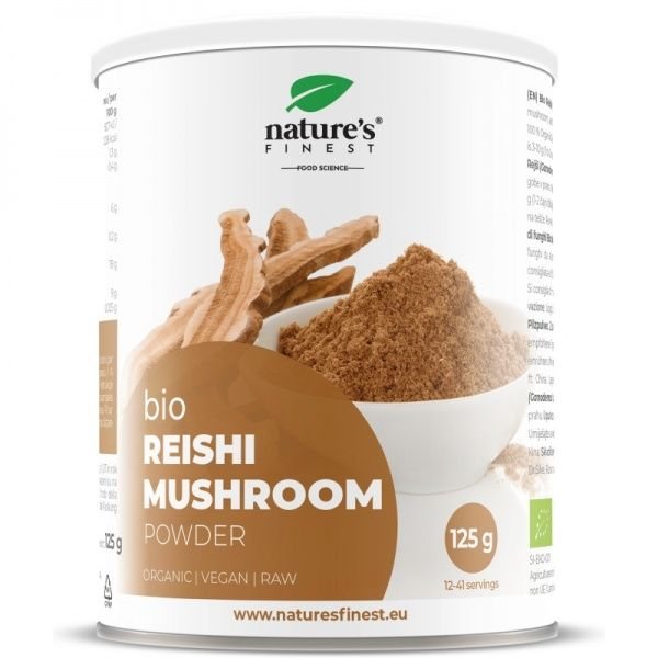 NATURE'S FINEST ekologiški tikrinių blizgučių (reishi grybų) milteliai, 125 g