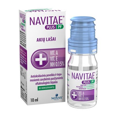 NAVITAE PLUS PF, antioksidaciniai lubrikuojantys akių lašai be konserevantų, 10 ml