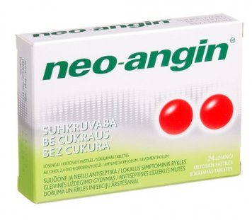 NEO-ANGIN be cukraus kietosios pastilės N24