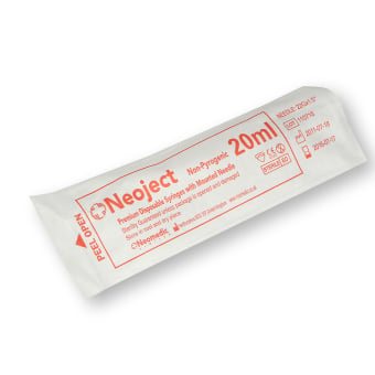 NEOJECT švirkštas su adata, 20 ml, 3 dalių, 1 vnt., 22 g