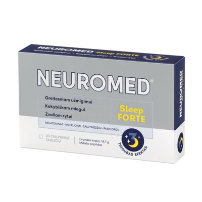 NEUROMED SLEEP FORTE, 30 čiulpiamųjų tablečių