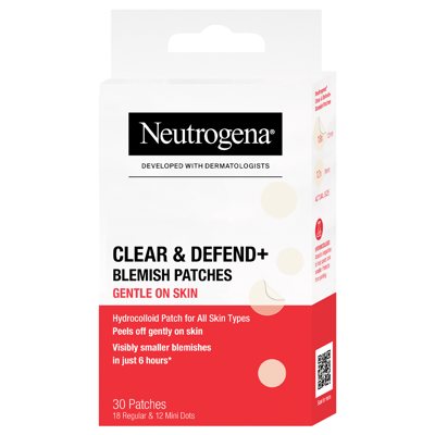 NEUTROGENA, Clear & Defend+ Sensitive, pleistrai spuogams, 30 vnt