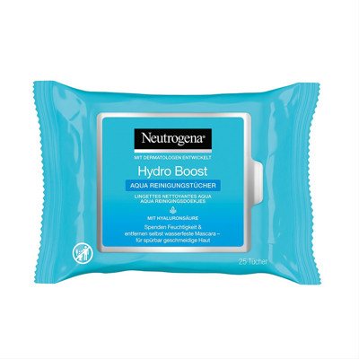 NEUTROGENA HYDRO BOOST, drėkinamosios veido valymo servetėlės, 25 vnt