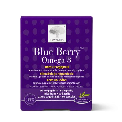 NEW NORDIC BLUE BERRY OMEGA 3, 60 kapsulių