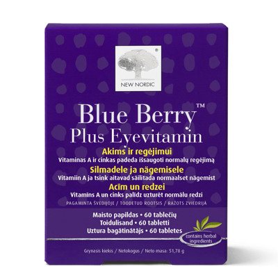 NEW NORDIC BLUE BERRY PLUS EYEVITAMIN, 60 tablečių