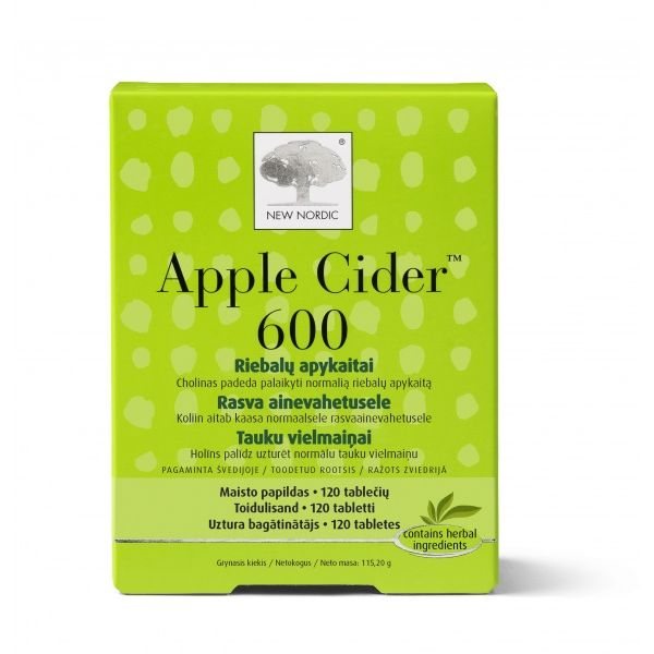 NEW NORDIC maisto papildas APPLE CIDER 600, 120 tab.