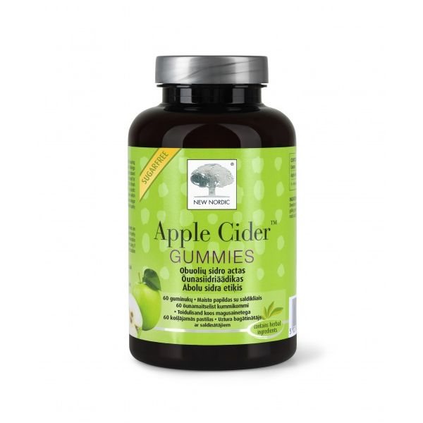 NEW NORDIC maisto papildas APPLE CIDER GUMMIES, 60 guminukų