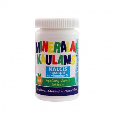 NEW NORDIC MINERALAI KAULAMS, apelsinų skonio, 60 kramtomųjų tablečių