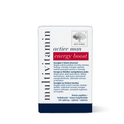 NEW NORDIC MULTIVITAMIN ACTIVE MAN ENERGY BOOST, 120 tablečių
