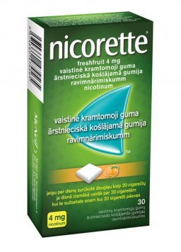 NICORETTE Freshfruit 4 mg vaistinė kramtomoji guma N30