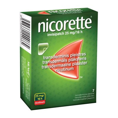 NICORETTE INVISIPATCH, 25 mg/16 h, transderminis pleistras, N7