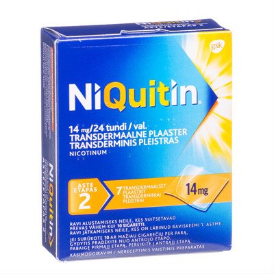 NIQUITIN, 14 mg/24 val., transderminis pleistras, N7
