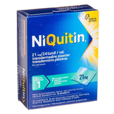 NIQUITIN, 21 mg/24 val., transderminis pleistras, N7