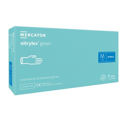 NITRYLEX GREEN, nitrilinės pirštinės be pudros, žalsvos, M dydis, N100