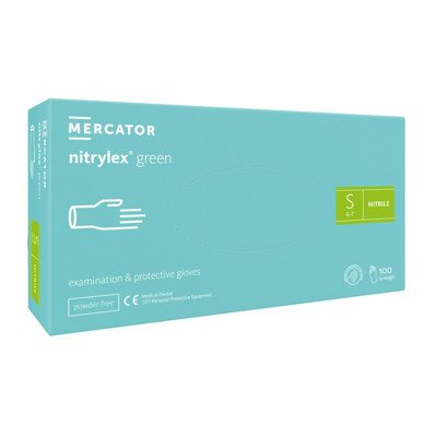 NITRYLEX GREEN, nitrilinės pirštinės be pudros, žalsvos, S dydis, N100
