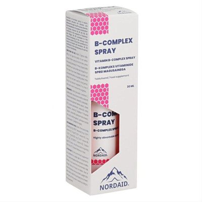 NORDAID B-COMPLEX SPRAY, purškiamas vitaminų B kompleksas, 200 papurškimų, 30 ml