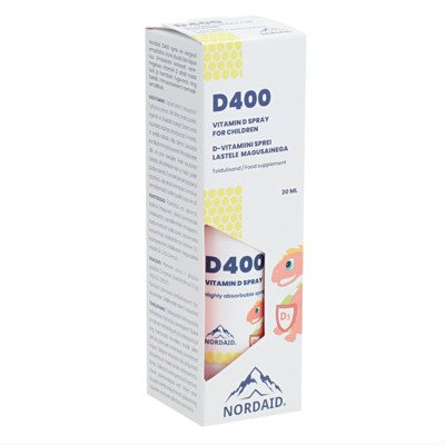 NORDAID D400 BABIES, purškiamas vitaminas D3, 400IU, 200 papurškimų, 30 ml
