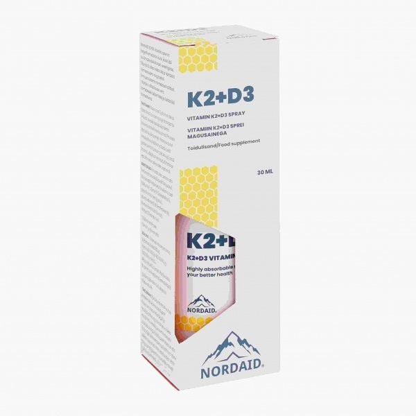 NORDAID purškiamas maisto papildas K2+D3, 30 ml