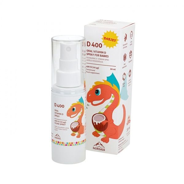 NORDAID purškiamas maisto papildas kūdikiams ir vaikams VITAMINAS D3 400 TV 10 mcg, 200 papurškimų, 30 ml
