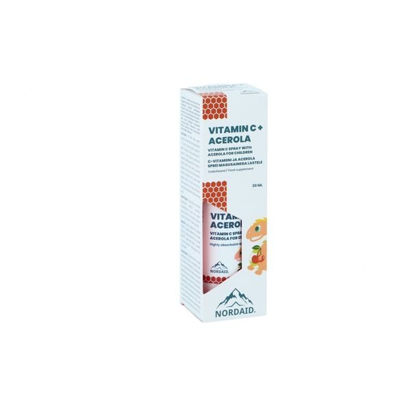 NORDAID purškiamas maisto papildas vaikams VITAMINAS C + ACEROLA, 30 ml