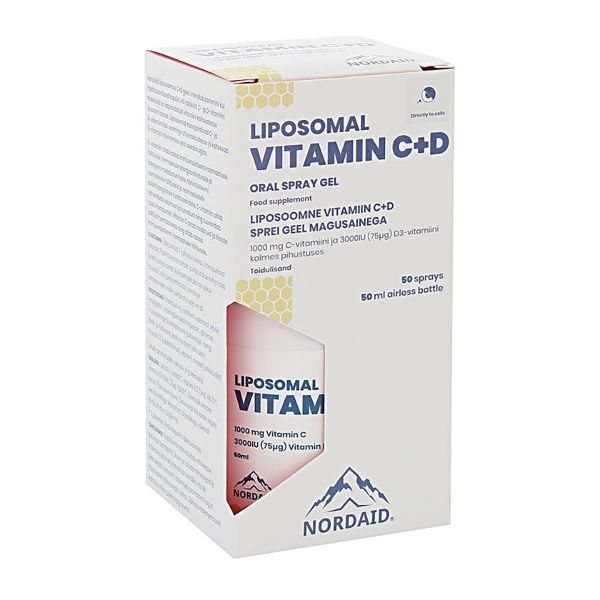 NORDAID purškiamas maisto papildas VITAMINAS C + D, liposominis, 50 ml