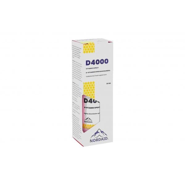 NORDAID purškiamas maisto papildas VITAMINAS D3 4000 TV, 200 papurškimų, 30 ml