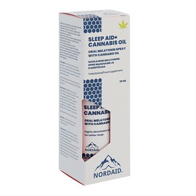 NORDAID SLEEP AID+CANNABIS OIL, 1mg, purškiamas maisto papildas, 200 papurškimų, 30 ml