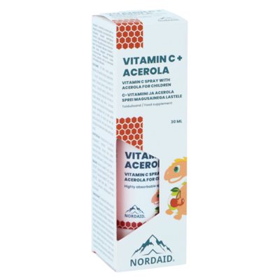 Nordaid Vitamin C spray with Acerola vitamino C kompleksas vaikams, 30 ml