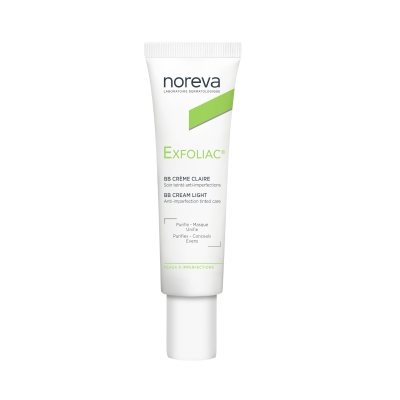 NOREVA Exfoliac BB Light Cream, BB kremas riebiai, į spuogus linkusiai odai Light atspalvio, 30 ml