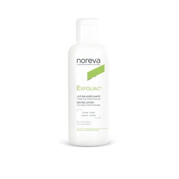 Noreva Exfoliac veido, nugaros ir krūtinės odos losjonas, 125 ml