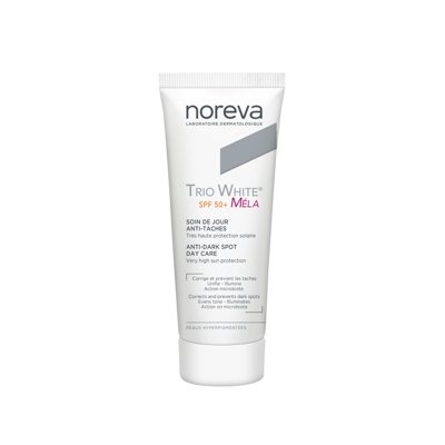 NOREVA TRIO WHITE MELA, dieninis kremas SPF50+ nuo pigmentinių dėmių, 40 ml
