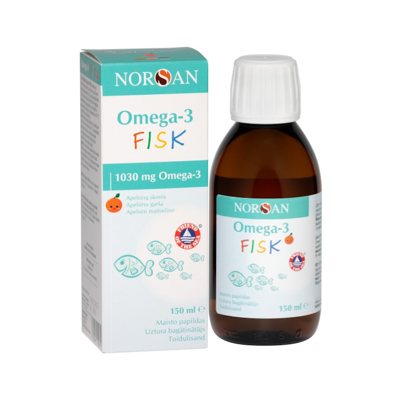 Norsan Omega-3 Fisk apelsinų skonio aliejus (Norsan), 150 ml