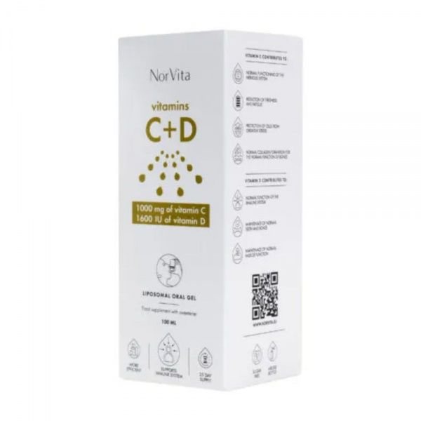 NORVITA maisto papildas LIPOSOMAL VITAMINS C + D 1000 mg, 100 ml