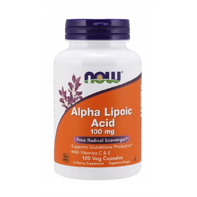 NOW Alpha Lipoic Acid 100mg 120 Veg. Kapsulių