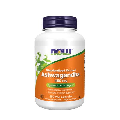 NOW Ashwagandha Ekstraktas 450mg 180 Veg. Kapsulių