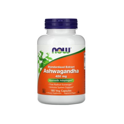 NOW Ašvaganda 450 mg kapsulės STANDARTIZED EXTRACT ASHWAGANDHA N180
