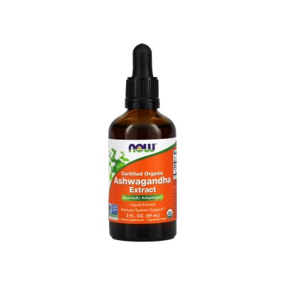 NOW Ašvagandos ekstrakto lašai CERTIFIED ORGANIC ASHWAGANDHA, 59 ml