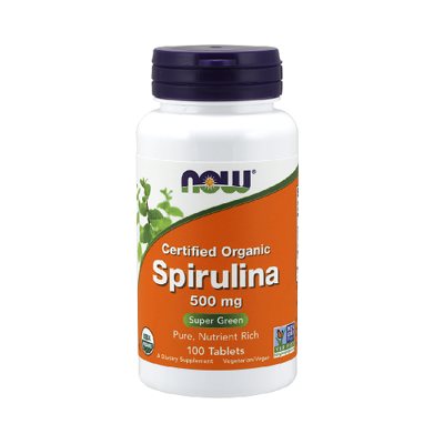 NOW Ekologiška Spirulina 500mg 100 Tablečių