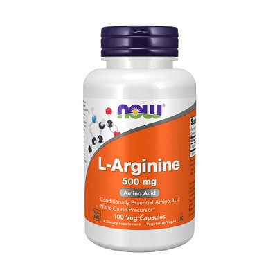 NOW L-Arginine 500mg 100 Veg. Kapsulių