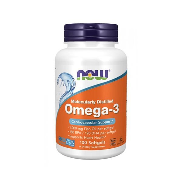 NOW maisto papildas OMEGA-3 1000 mg, 100 kaps.