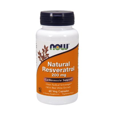 NOW Natural Resveratrol 200mg 60 Veg. Kapsulių