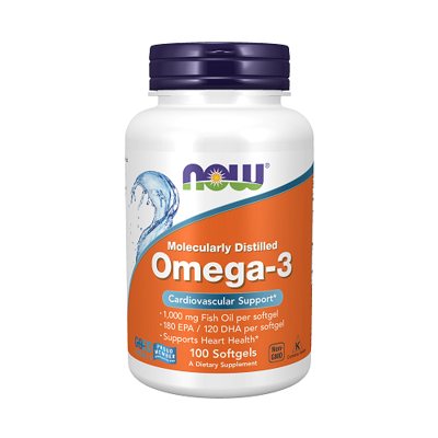 NOW Omega 3 1000mg 100 Kapsulių