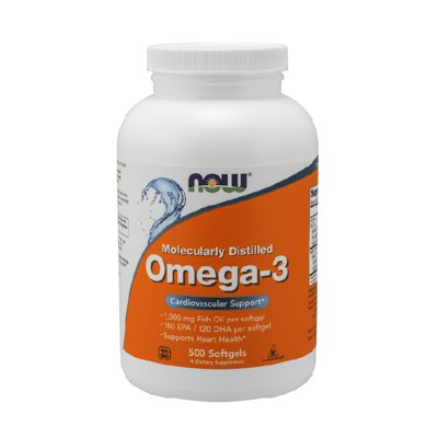 NOW Omega 3 1000mg 500 Kapsulių